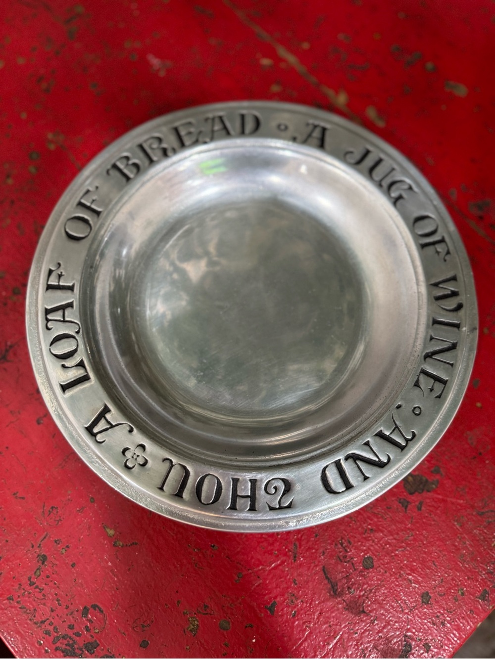 Decorative Pewter Bread and Wine Plate – Silver